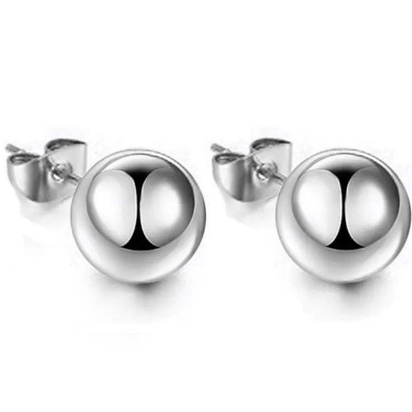 💗 Silver Bead Ball Stud Earrings 10mm NEW - Picture 7 of 7
